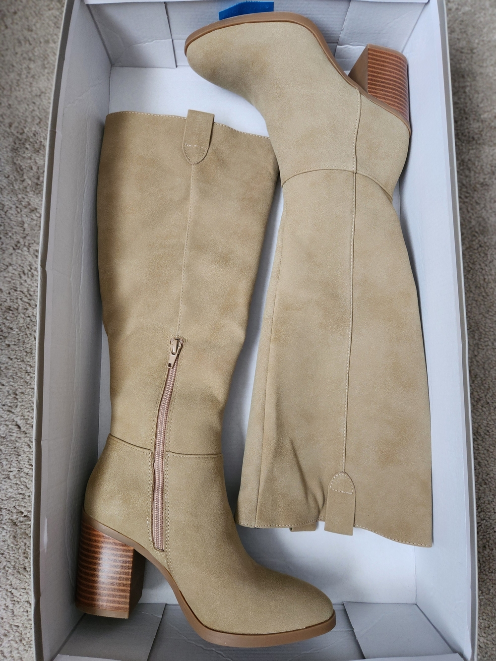 NWT MIA Girl Hadley Stacked Heel Knee High Boots Women's Almond Toe Size 6